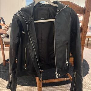 Blank NYC Black Leather Jacket with Silver Accents